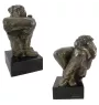 Boxer III - Statue de chien, buste sur socle en pierre, sculpture, trophée pour exposition canine par la marque Art-Dog