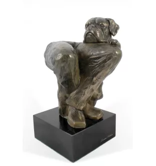 Boxer, Deutscher Boxer III - Hundestatue, Büste auf Steinsockel, Skulptur, Trophäe für Hundeausstellung der Marke Art-Dog