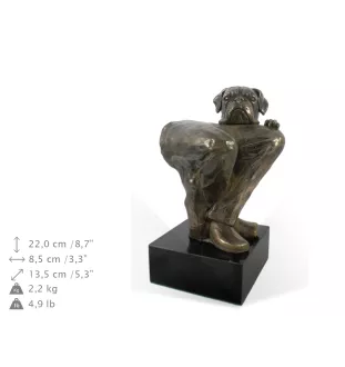 Boxer III - Statue de chien, buste sur socle en pierre, sculpture, trophée pour exposition canine par la marque Art-Dog
