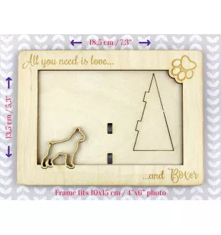 Boxer, German Boxer I - Photo frame, engraved wooden frame, a lovely gadget for the dog lover by Art-Dog