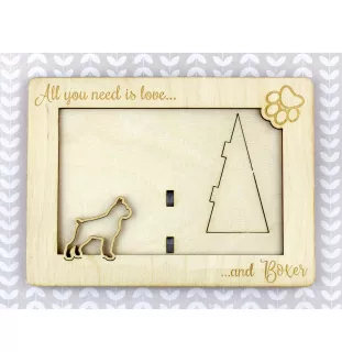 Boxer I - Cadre photo, cadre en bois gravé, un joli gadget pour l'amoureux des chiens par Art-Dog