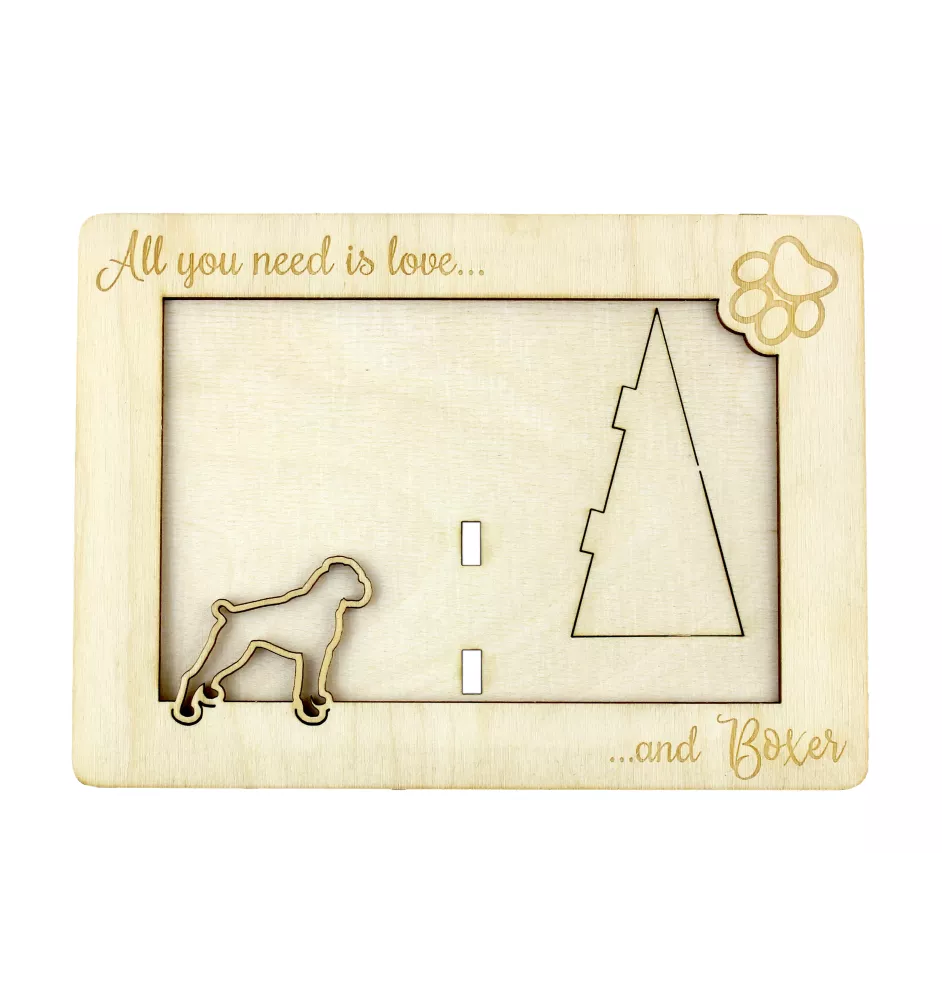 Boxer II - Cadre photo, cadre en bois gravé, un joli gadget pour l'amoureux des chiens par Art-Dog