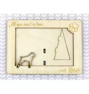 Boxer, German Boxer II - Photo frame, engraved wooden frame, a lovely gadget for the dog lover by Art-Dog
