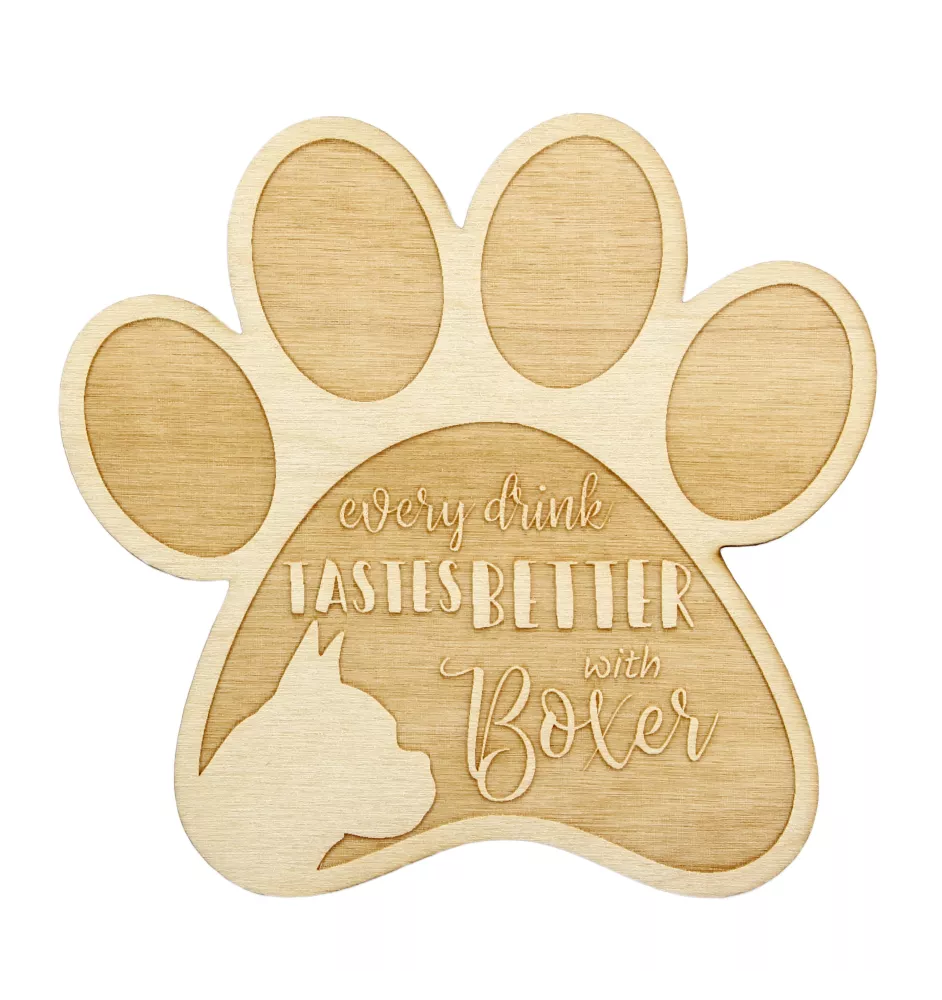 Boxer, German Boxer I - Mug coaster, engraved coaster with dog, gift for dog lover by Art-Dog brand