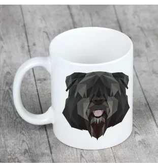 Bouvier des Flandres - tasse avec une photo et un motif de chien géométrique Art-Dog