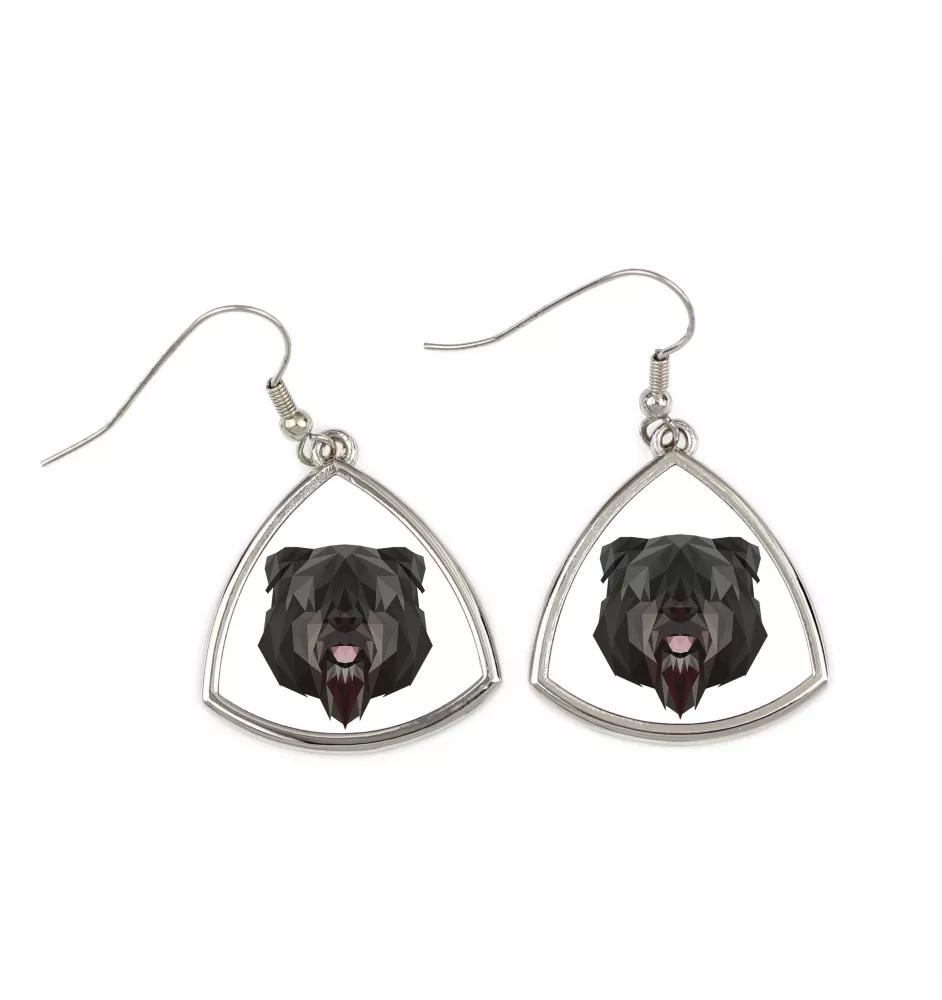 Bouvier des Flandres, Flanders Cattle Dog - earrings with a picture and the inscription geometric dog Art-Dog