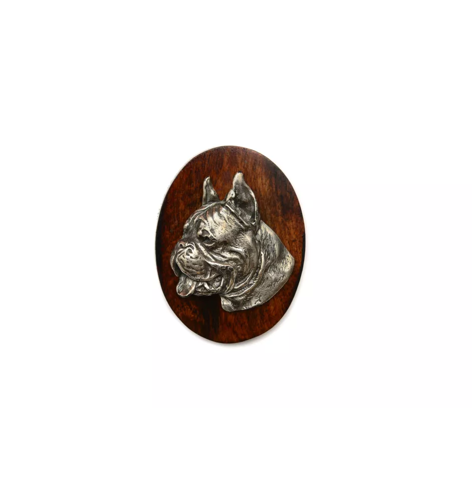 Bokser broszka clipring drewniany Art-Dog