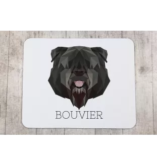 Bouvier des Flandres - tapis de souris géométrique avec photo et inscription Art-Dog