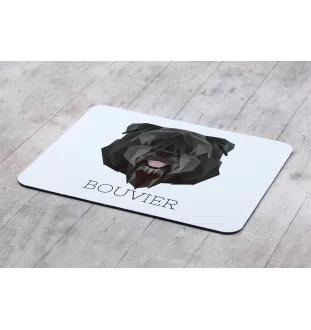 Bouvier des Flandres - tapis de souris géométrique avec photo et inscription Art-Dog