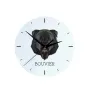 Flandrischer Treibhund, Bouvier des Flandres - geometrische Wanduhr mit Bild und Aufschrift der Marke Art-Dog