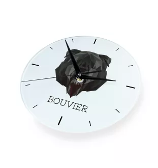 Bouvier des Flandres - horloge murale géométrique avec photo et logo de la marque Art-Dog
