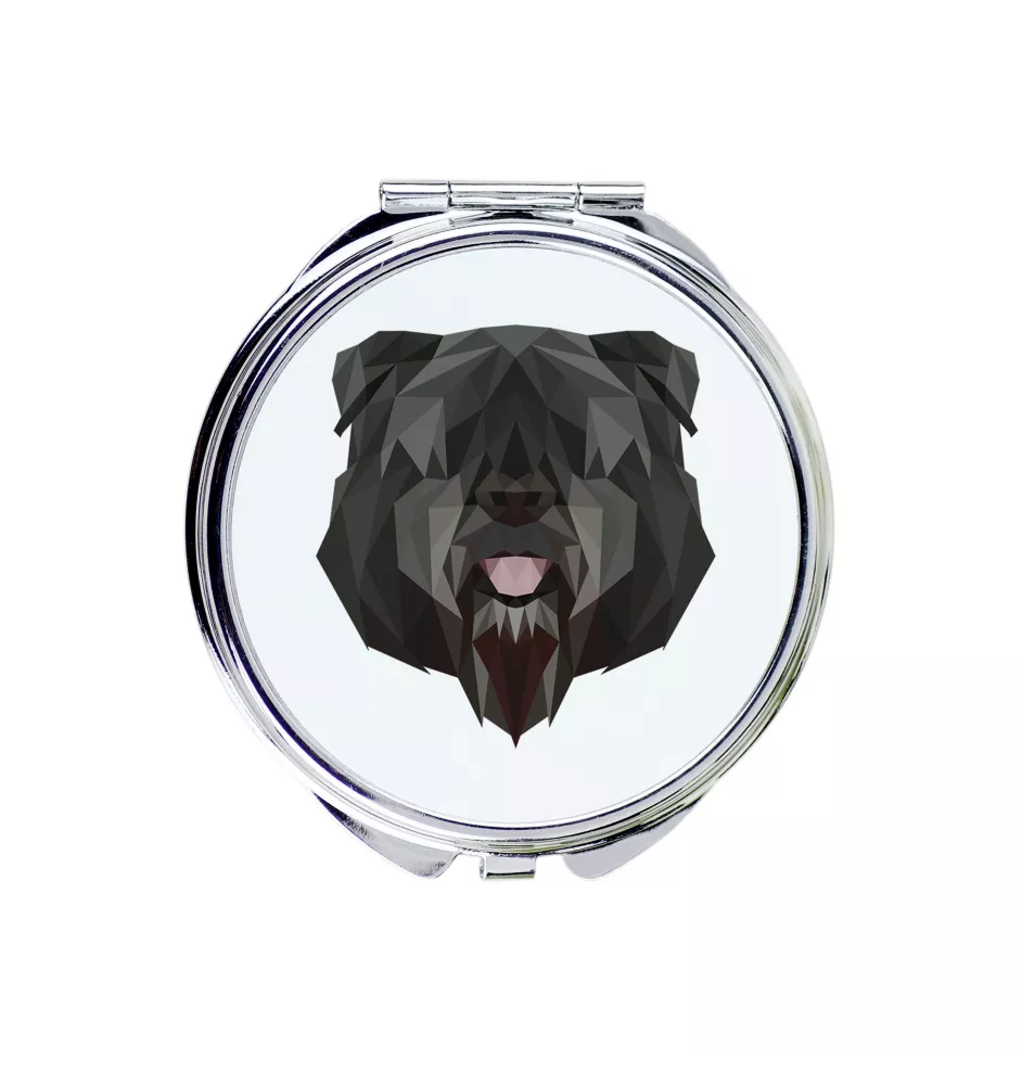 Flandrischer Treibhund, Bouvier des Flandres - Spiegel mit Foto und geometrischem Aufdruck der Marke Art-Dog