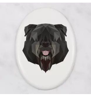 Bouvier des Flandres, Flanders Cattle Dog - a plate with a geometric design and the brand name Art-Dog