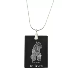 Bouvier des Flandres, Flanders Cattle Dog - Crystal pendant with dog, silver necklace with photo, personalised pendant by Art-Dog brand