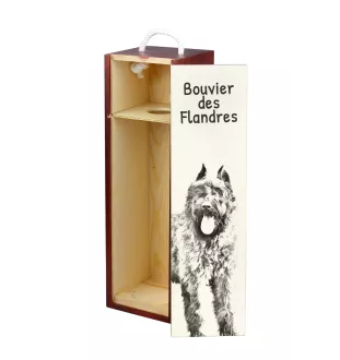 Flandrischer Treibhund, Bouvier des Flandres - Weinbox mit Hund, Alkoholbox mit Grafik, personalisierte Geschenkbox der Marke Art-Dog