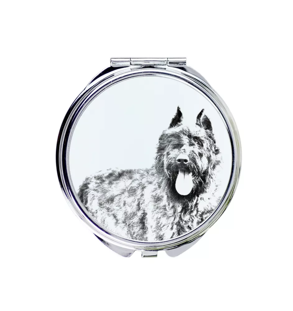 Bouvier des Flandres - miroir de poche avec chien, miroir personnalisé pour sac à main, miroir compact avec impression de la marque Art-Dog