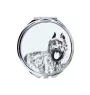 Bouvier des Flandres, Flanders Cattle Dog - Pocket mirror with a dog, personalized mirror for a purse, compact mirror with Art-Dog brand print.