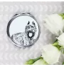 Flandrischer Treibhund, Bouvier des Flandres - Taschenspiegel mit Hund, personalisierter Taschenspiegel, kompakter Spiegel mit Art-Dog-Logo