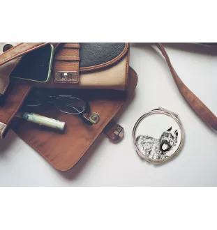 Bouvier des Flandres - miroir de poche avec chien, miroir personnalisé pour sac à main, miroir compact avec impression de la marque Art-Dog