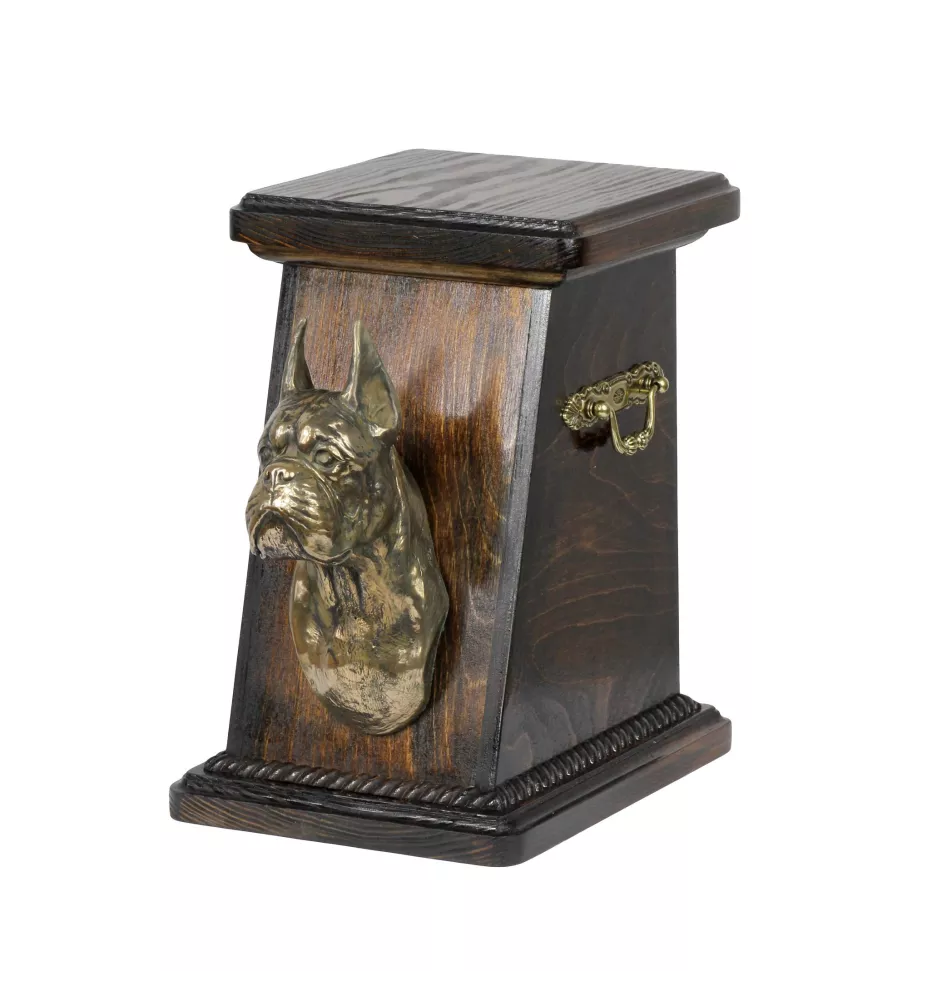 Boxer, German Boxer - urn for dog ashes, elegant urn with a statue, commemorative urn with a bust of a dog by Art-Dog brand