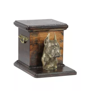 Boxer - urne pour les cendres d'un chien avec une statuette, une urne élégante pour chien, une urne exceptionnelle avec un buste de chien de la marque Art-Dog