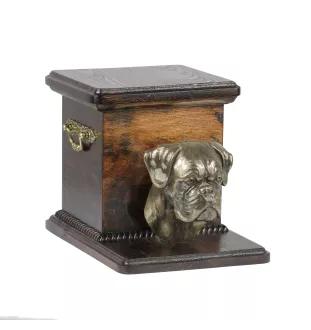 Boxer, German Boxer I - urn for dog ashes with a statuette, elegant urn for a dog, unique urn with a bust of a dog by Art-Dog brand