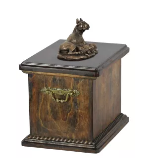 Boxer, German Boxer II - urn for the ashes of a dog, urn with a statuette, elegant urn in the classic style of the Art-Dog brand