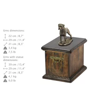 Boxer, Deutscher Boxer III eine Urne für die Asche des Hundes, eine Urne mit einer Statue, eine elegante Urne im klassischen Stil der Marke Art-Dog