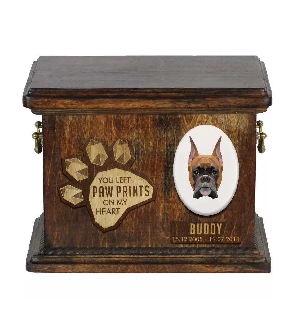 Boxer, German Boxer I - urn for dog ashes, personalized urn with engraving, commemorative box for dog ashes by Art-Dog brand