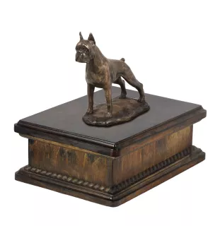Boxer, Deutscher Boxer I - Hund Ascheurne, klassische Urne mit Statue, elegante Urne mit Hund von der Marke Art-Dog