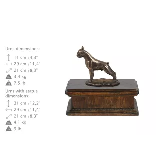 Boxer, German Boxer I - urn for dog ashes, classic urn with a statuette, elegant urn with a dog by Art-Dog brand
