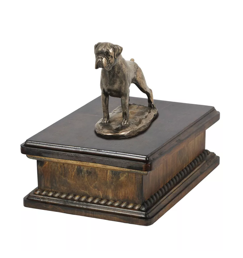Boxer, Deutscher Boxer III - Hund Ascheurne, klassische Urne mit Statue, elegante Urne mit Hund von der Marke Art-Dog