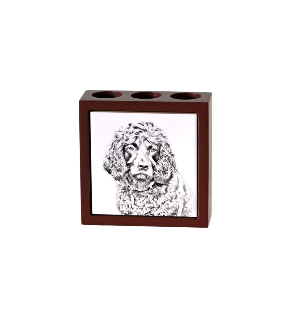 Boykin Spaniel, Swamp Poodle - pen holder with a dog, desk organizer with a print, personalized desk decoration from the Art-Dog brand.