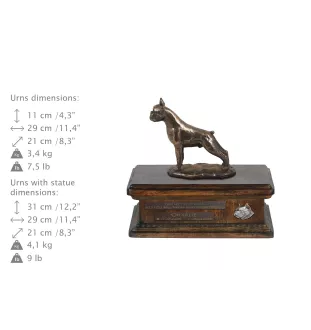 Boxer, German Boxer I - urn for dog ashes, personalized urn with a statue, wooden urn with a dog by Art-Dog brand