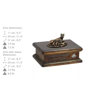 Boxer III - urne pour cendres de chien, urne personnalisée avec une statuette, urne en bois avec un chien de la marque Art-Dog