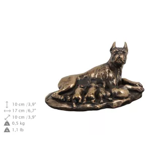 Boxer, German Boxer III - urn for dog ashes, personalized urn with a statue, wooden urn with a dog by Art-Dog brand