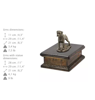 Boxer IV - urne pour cendres de chien, urne personnalisée avec une statuette, urne en bois avec un chien de la marque Art-Dog