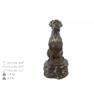 Boxer, German Boxer V - urn for dog ashes, personalized urn with a statue, wooden urn with a dog by Art-Dog brand