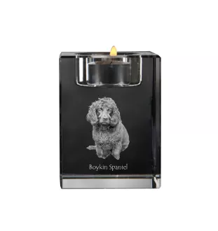 Boykin Spaniel, Swamp Poodle - Candle holder with dog photo, crystal tealight holder, personalised gift by Art-Dog brand