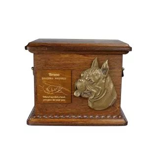 Boxer, Deutscher Boxer Personalisierte Hundeurne mit Gravur und Relief, Erinnerungsbox für Hundeknochen von der Marke Art-Dog