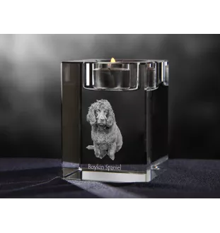 Boykin Spaniel - Bougeoir avec photo de chien, porte bougie en cristal, cadeau personnalisé par la marque Art-Dog