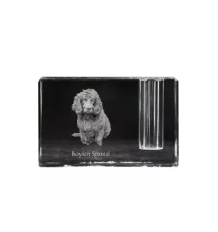Boykin Spaniel, Swamp Poodle - Pen stand, crystal organiser with dog photo, unique desk decoration by Art-Dog brand