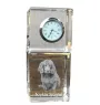 Boykin Spaniel, Swamp Poodle - crystal clock with a photo, a photo of a dog in crystal, personalized desk clock by Art-Dog brand