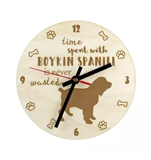 Boykin Spaniel, Swamp Poodle - clock with a dog, wooden clock, wall clock for dog lovers, clock for desk and shelf, Art-Dog