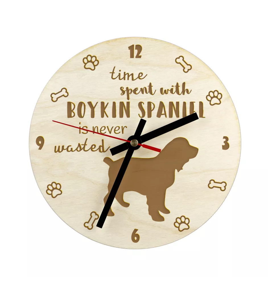 Boykin Spaniel, Swamp Poodle - clock with a dog, wooden clock, wall clock for dog lovers, clock for desk and shelf, Art-Dog