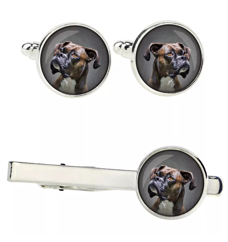 Boxer, German Boxer I - cufflinks and tie with your photo, a suit decoration, men's jewelry from the Art-Dog brand.