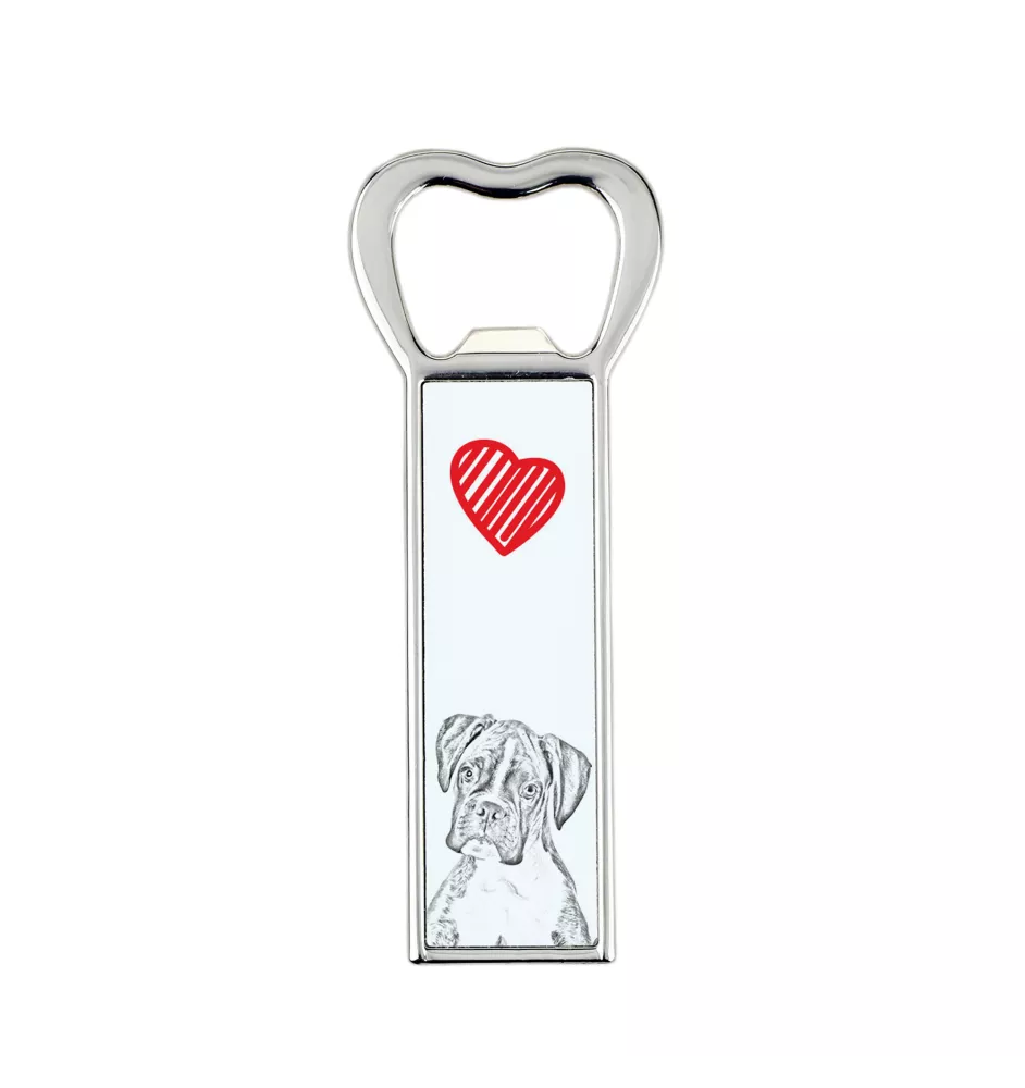 Boxer, German Boxer III - bottle opener with a dog, personalized fridge opener, unique gift for a man by Art-Dog brand