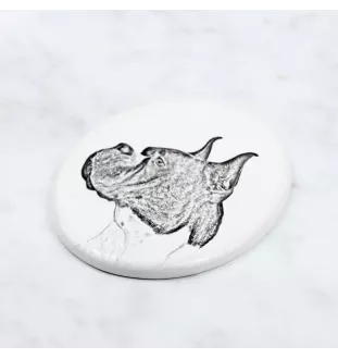 Boxer, Deutscher Boxer I - Gedenktafel mit einem Foto eines Hundes, Grabplatte mit Druck, personalisierte ovale Platte der Marke Art-Dog