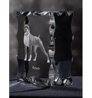 Boxer, Deutscher Boxer III - Kristall mit einem Hundebild, Glasstatuette mit einem Bild, einzigartiger Bilderrahmen der Marke Art-Dog