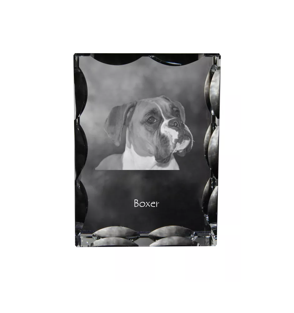 Boxer I - cristal avec photo de chien, statuette en verre avec photo, cadre exceptionnel avec photo de la marque Art-Dog